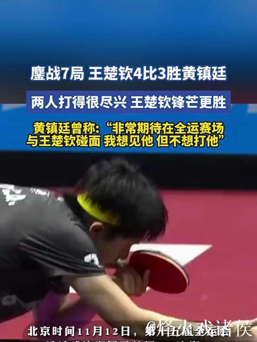 王楚钦苦战七局4-3击败黄镇廷 挺进全运会男单八强